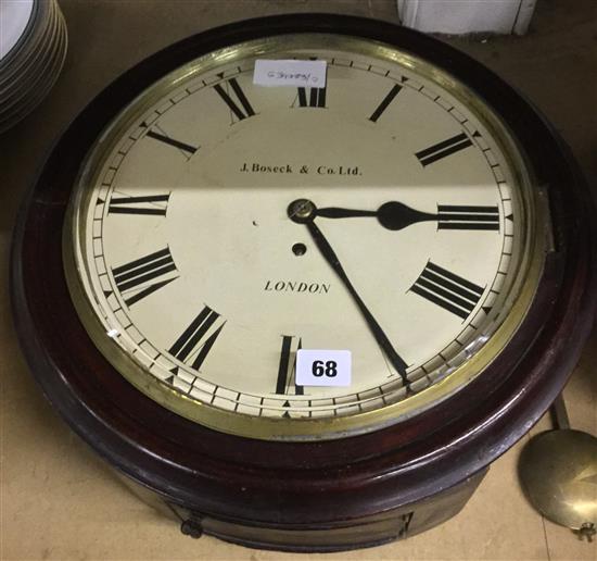 Circular mahogany wall clock